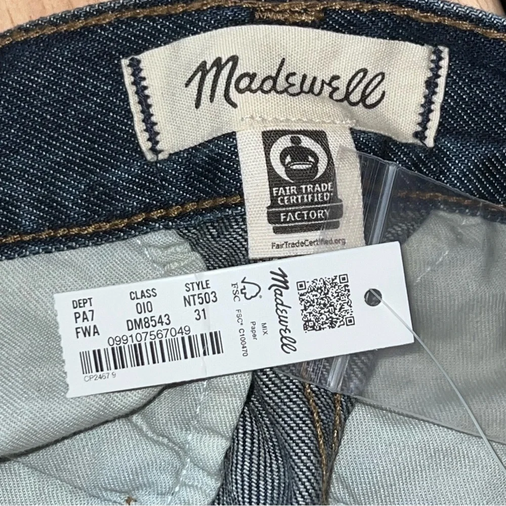 Madewell The Hallow Wide-Leg High Rise Pleat Front Dark Wash Blue Jeans-Size 31 - Picture 9 of 10